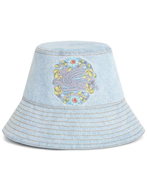 ETRO Pegaso embroidered denim bucket hat - Blue - zdjęcie produktu nr 1