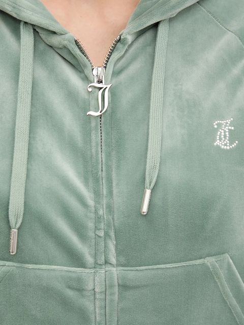 Juicy Couture bluza damska kolor zielony z kapturem z aplikacją JCWA122001