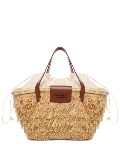 Ruslan Baginskiy Nest straw trim tote bag - Neutrals - zdjęcie produktu nr 1