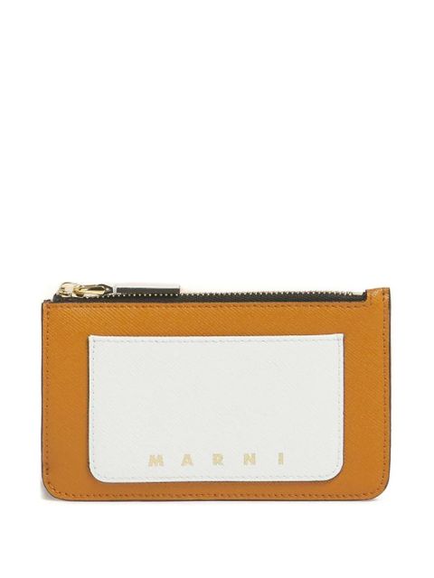 Marni saffiano-zipped cardholder - Brown - zdjęcie produktu nr 1