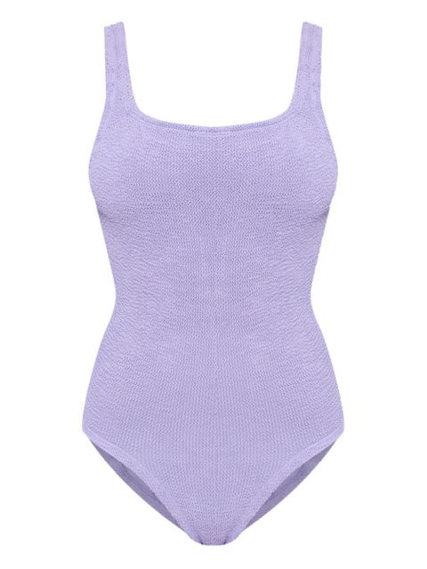 Hunza G Coverage square-neck crinkle swimsuit - Purple - zdjęcie produktu nr 1
