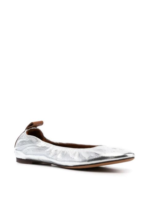 Lanvin metallic leather ballerina shoes - Silver - zdjęcie produktu nr 2