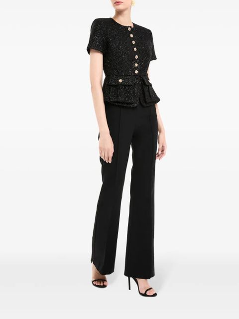 Self-Portrait tinsel bouclé jumpsuit - Black
