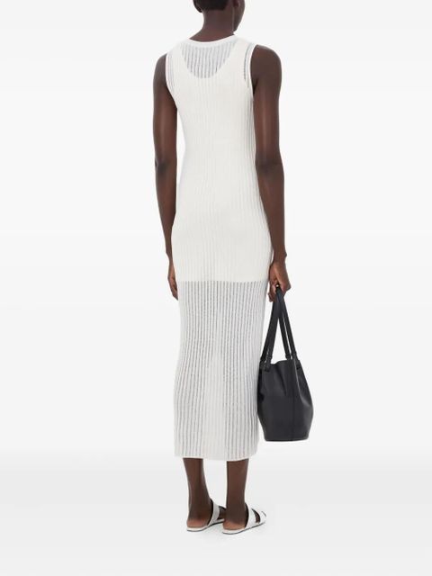 LouLou de Saison Icaria semi-sheer ribbed knitted maxi dress - White