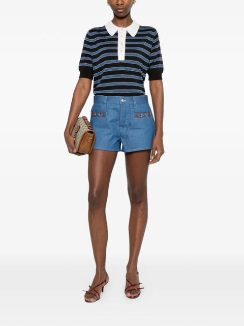 Gucci horsebit-detail cotton denim shorts - Blue - zdjęcie produktu nr 2