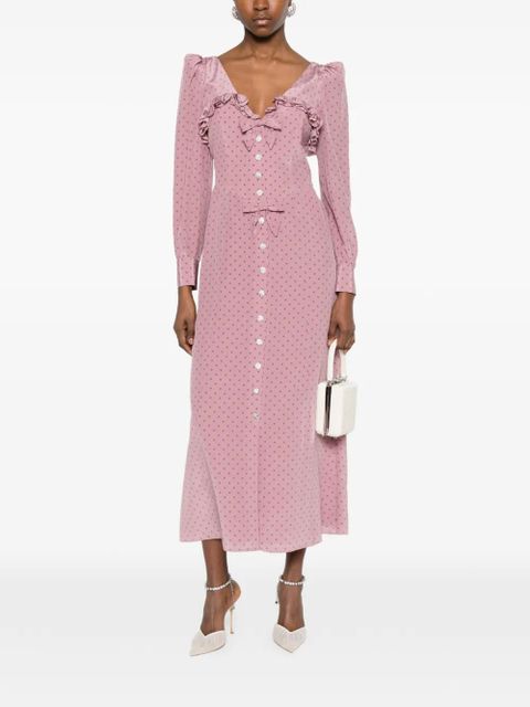 Alessandra Rich ruffled-detail polka-dot mdi dress - Pink - zdjęcie produktu nr 2