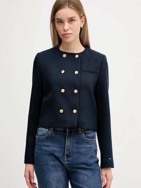 Tommy Hilfiger kurtka z dodatkiem wełny kolor granatowy przejściowa WW0WW47792 - zdjęcie produktu nr 1