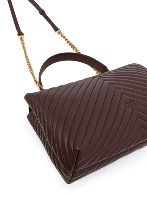 PINKO Love Lady Puff chevron-quilted satchel - Brown