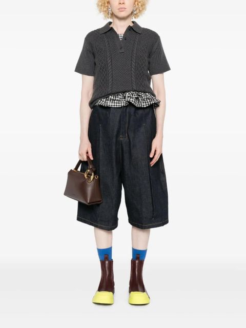 JW Anderson cable-knit polo-neck polo top - Grey