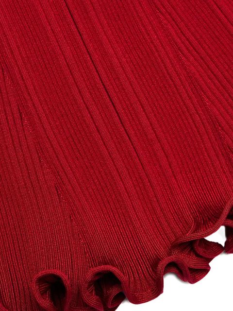 Self-Portrait ruffled midi skirt - Red