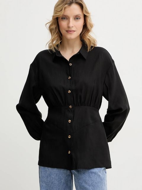 Never Fully Dressed koszula Zoe damska kolor czarny regular z kołnierzykiem klasycznym NFDTO2098 - zdjęcie produktu nr 1