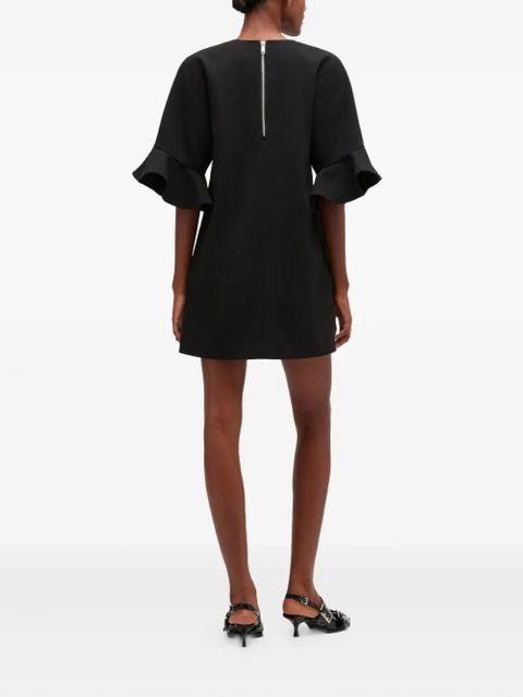 GANNI ruffled sleeve dress - Black