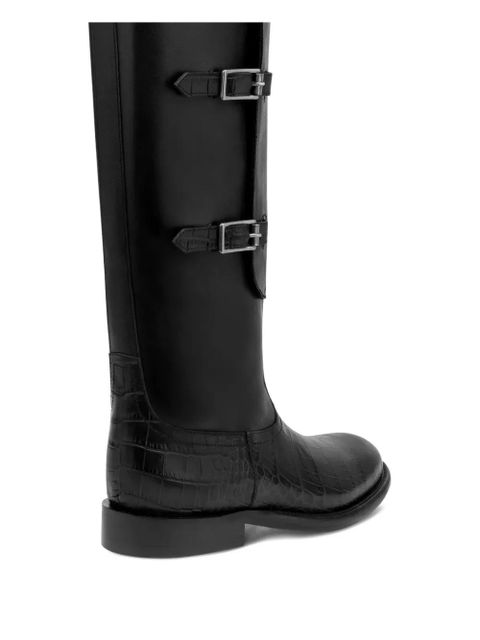 Paris Texas 20mm Montana Buckle crocodile-embossed boots - Black