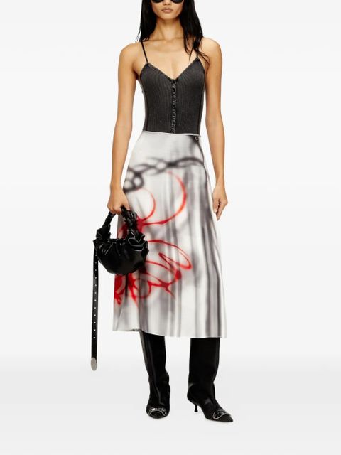 Diesel O-Rchid-S1 printed midi skirt - Grey