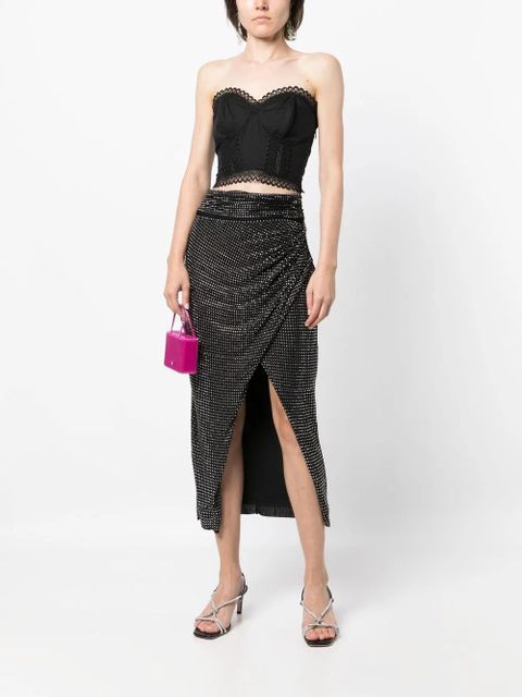 Self-Portrait gem-embellished draped skirt - Black