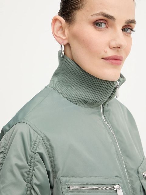 Pinko kurtka bomber kolor zielony zimowa 105339 A2OI