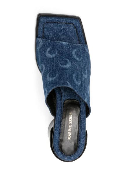 Marine Serre 75mm denim sandals - Blue