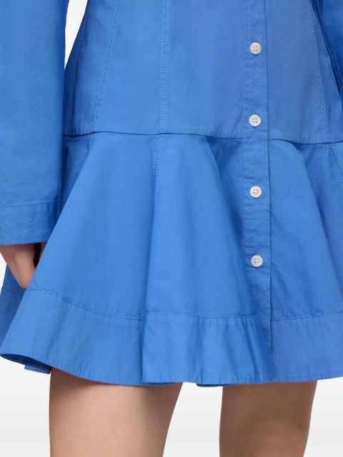 GANNI ruffled-hem shirt dress - Blue