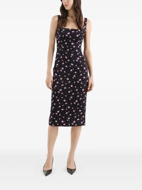 Dolce & Gabbana floral-print midi dress - Black - zdjęcie produktu nr 2