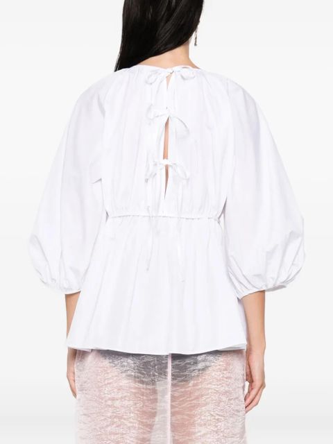 Cecilie Bahnsen gathered-waist puff-sleeve top - White