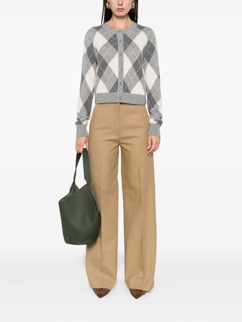 SANDRO argyle-pattern ribbed cardigan - Grey