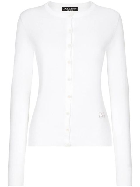 Dolce & Gabbana DG-embroidered fine-knit cardigan - White - zdjęcie produktu nr 1