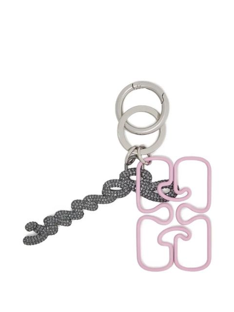 GANNI logo-plaque keyring - Silver