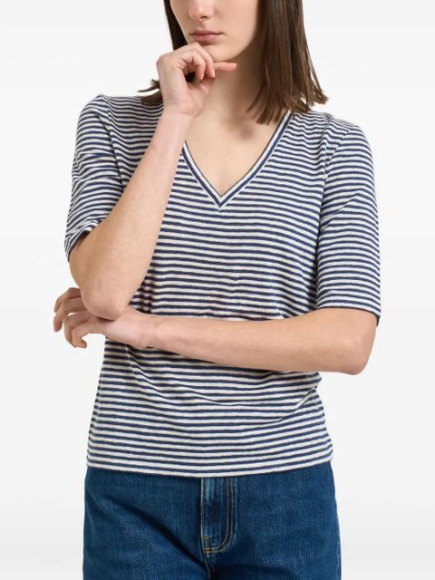 Weekend Max Mara striped V-neck linenT-shirt - Blue - zdjęcie produktu nr 1