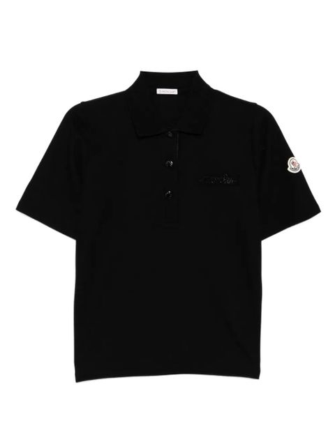 Moncler logo-embroidered polo shirt - Black - zdjęcie produktu nr 1