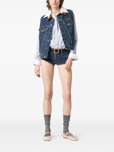 Miu Miu corduroy-collar denim vest - Blue - zdjęcie produktu nr 2