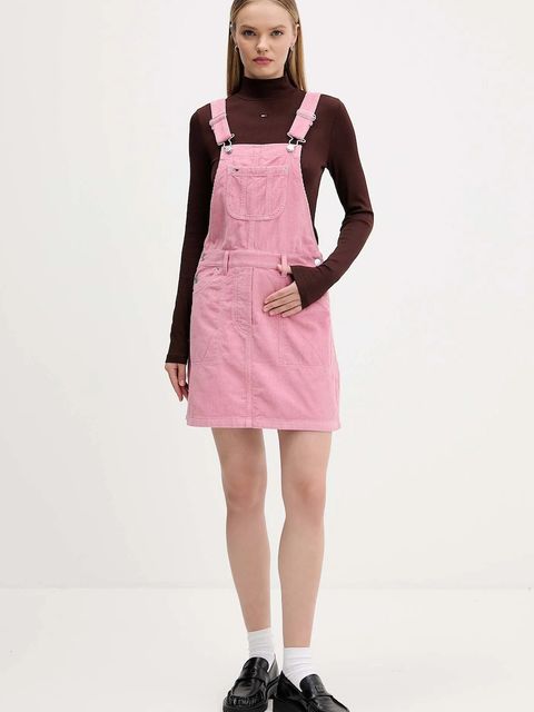 Tommy Jeans sukienka sztruksowa kolor różowy mini rozkloszowana DW0DW21494 - zdjęcie produktu nr 2
