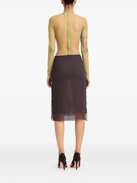 16Arlington Darwin mesh embellished top - Brown