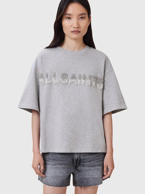 AllSaints t-shirt bawełniany AMELIE damski kolor szary W123JC - zdjęcie produktu nr 1
