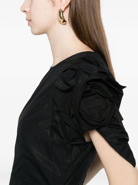 Simone Rocha rose puff-sleeve midi dress - Black