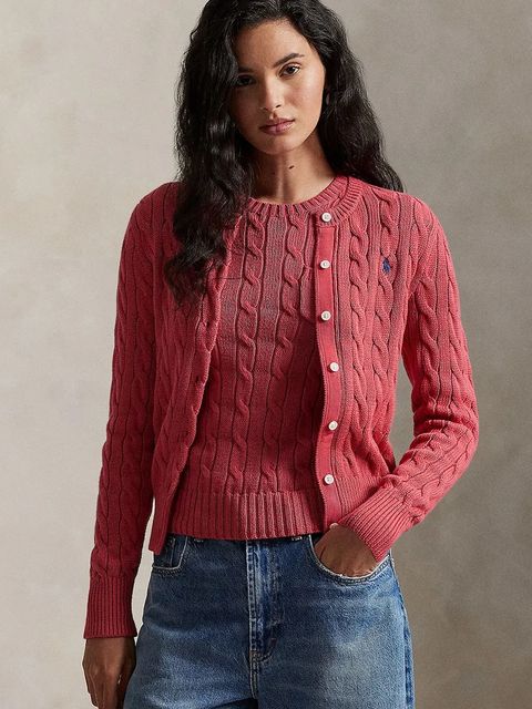 Polo Ralph Lauren kardigan bawełniany damski kolor czerwony 211971868 - zdjęcie produktu nr 1