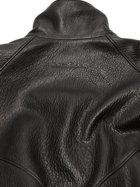 Acne Studios stand collar leather jacket - Black