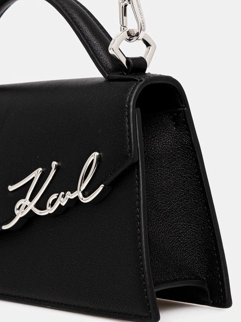 Karl Lagerfeld torebka skórzana K/SIGNATURE kolor czarny A1W30458 - zdjęcie produktu nr 2
