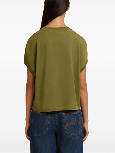 Marni cuffed logo-print T-shirt - Green