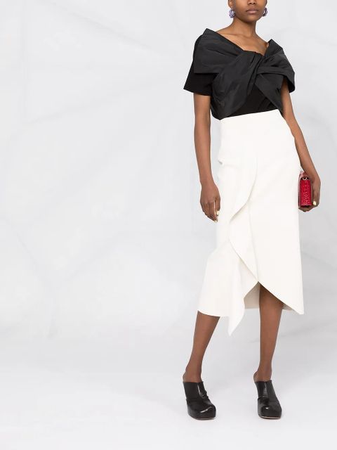 Alexander McQueen draped high-waisted pencil skirt - White - zdjęcie produktu nr 2