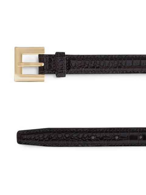 ANINE BING Nicola crocodile-embossed belt - Brown