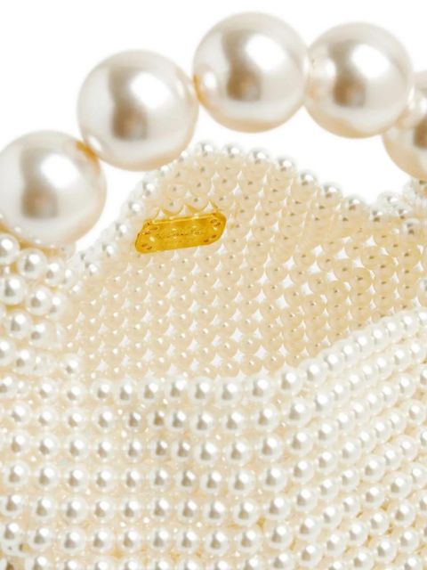 Vanina beaded top-handle bag - White