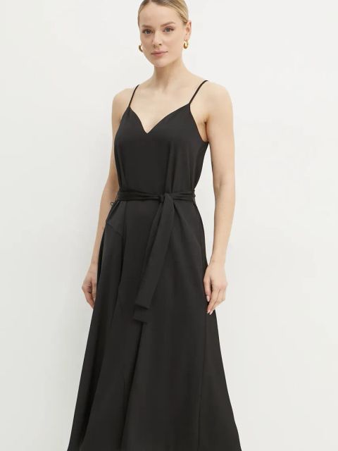 Armani Exchange sukienka kolor czarny midi rozkloszowana XW000153 AF10840