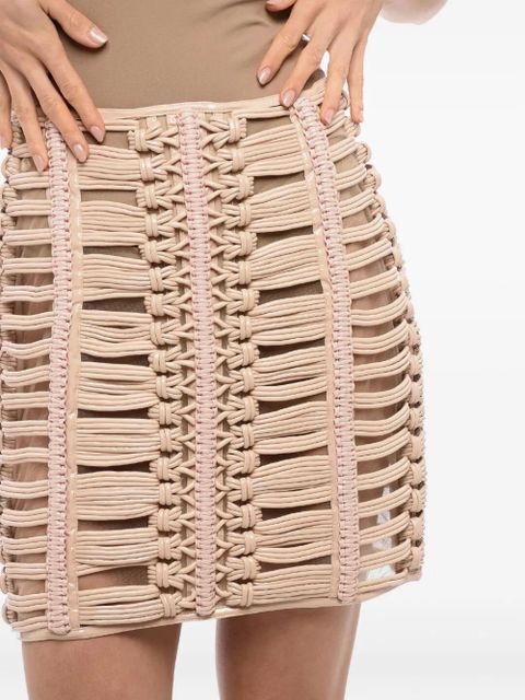 Balmain open-knit mini skirt - Neutrals
