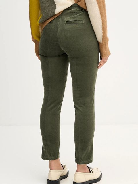 United Colors of Benetton spodnie sztruksowe kolor zielony fason cygaretki high waist 4MIQDF07W