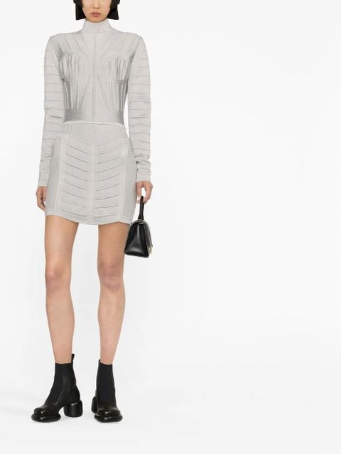 Balmain ribbed long-sleeve mini dress - Grey - zdjęcie produktu nr 2