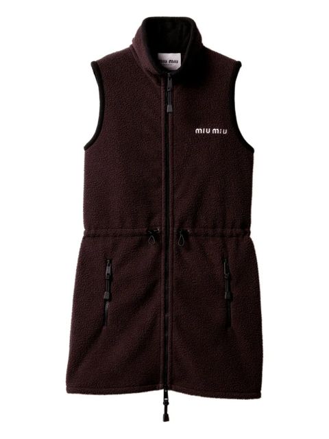Miu Miu stand-collar fleece dress - Brown - zdjęcie produktu nr 1