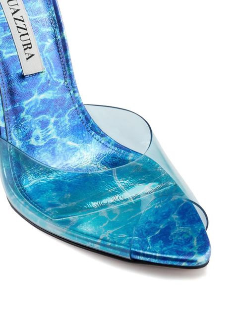 Aquazzura 105mm waves-print sculpted heeled sandals - Blue