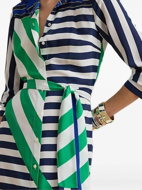 Lauren Ralph Lauren striped tie-waist midi shirt dress - Blue