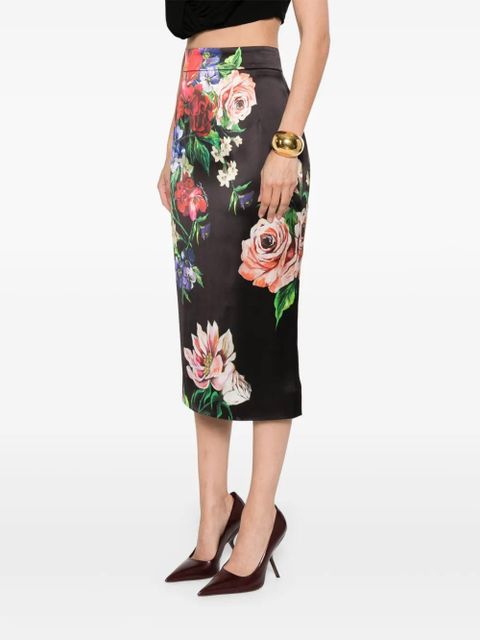 Dolce & Gabbana floral-print midi skirt - Black - zdjęcie produktu nr 2
