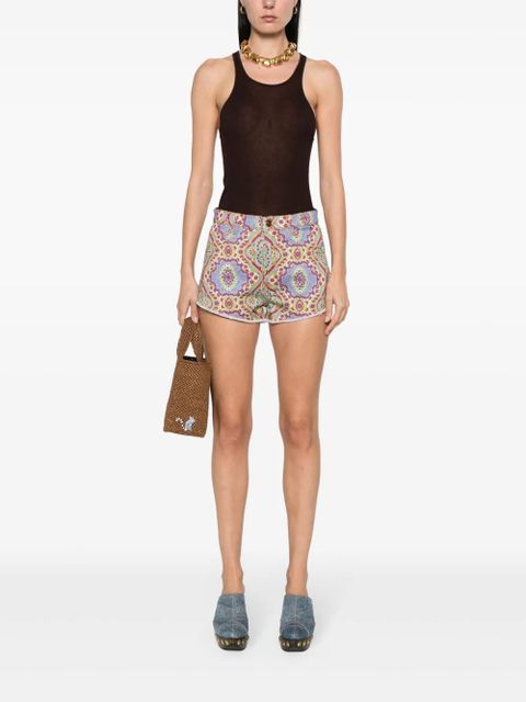 ETRO floral-print denim shorts - Blue - zdjęcie produktu nr 2